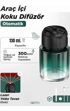 Şarjlı Araç İçi Parfüm Difüzörü Kokulu Hava Nemlendirici 130 Ml Humudifier Yıldız Tavan Lazer Şarjlı Araç İçi Parfüm Difüzörü Kokulu Hava Nemlendirici 130 Ml Humudifier Yıldız Tavan Lazer