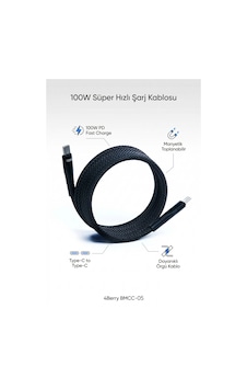 Bmcc05 100w Type-c Şarj Kablosu Manyetik Sarılabilir, Pd Hızlı Şarj, Dayanıklı Örgü 1,5 Metre Siyah Bmcc05 100w Type-c Şarj Kablosu Manyetik Sarılabilir, Pd Hızlı Şarj, Dayanıklı Örgü 1,5 Metre Siyah