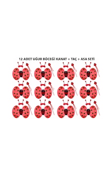 Uğur - 20 - Böceği Kostüm Seti - At Taç Asa 3 Parça - Spt-gld - 12 Adet