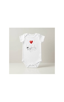 Urbantrendstore Organik %100 Pamuk Özel Baskılı Bebek Body Beyaz Çıtçıtlı Badi Zıbın Beyaz Kısa Kol