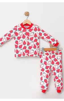 Kız Çocuk Desenli Pamuklu 2'li Pijama Takımı Kırmızı Kız Çocuk Desenli Pamuklu 2'li Pijama Takımı Kırmızı