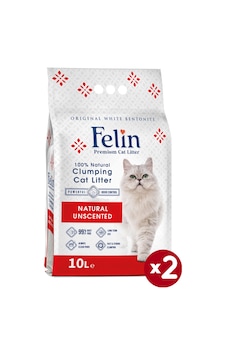 Felin Naturel Kokusuz Topaklaşan İnce Bentonit Kedi Kumu 2 x 10 L
