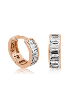 Aya Diamond Gümüş Rose Baget Taşlı Halka Küpe Rose Aya Diamond Gümüş Rose Baget Taşlı Halka Küpe Rose