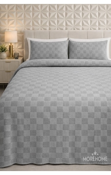 More Home Dama Desenli Tek Kişilik % 100 Pamuklu Pike 175x240 Gri