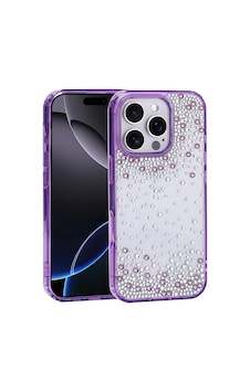 Maks Technology Apple iPhone Uyumlu 16 Pro Kılıf Airbag Tasarımlı Damla Taşlı Şeffaf Mkst Pera Silikon Kapak - Mor Maks Technology Apple iPhone Uyumlu 16 Pro Kılıf Airbag Tasarımlı Damla Taşlı Şeffaf Mkst Pera Silikon Kapak - Mor