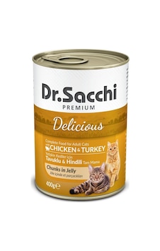 Dr.Sacchi Tavuklu ve Hindi Etli Konserve Yetişkin Kedi Maması 400 G Dr.Sacchi Tavuklu ve Hindi Etli Konserve Yetişkin Kedi Maması 400 G