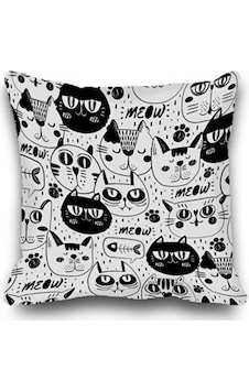 Ev Dekorasyon Kırlent Kılıfları 40x40 Cm Siyah Kedi Desen