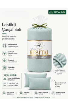 Resital Lastikli Çarşaf Seti Battal Boy Su Yeşili Resital Lastikli Çarşaf Seti Battal Boy Su Yeşili