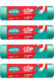 Smarter 4'lü Battal Boy Çöp Torbası Çöp Poşeti 72 x 95 CM Smarter 4'lü Battal Boy Çöp Torbası Çöp Poşeti 72 x 95 CM