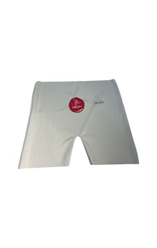 Qulat Lazer Kesim Yüksek Bel Tekli Şort Boxer Beyaz