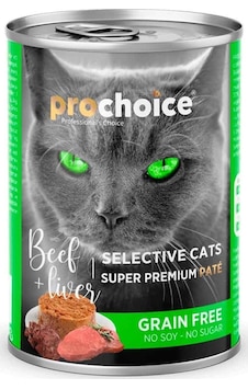 Prochoice Seçici Kediler İçin Sığır Etli Ciğerli Tahılsız Ezme Yetişkin Kedi Konservesi 400 Gr Prochoice Seçici Kediler İçin Sığır Etli Ciğerli Tahılsız Ezme Yetişkin Kedi Konservesi 400 Gr