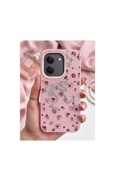 Poco X8 Pro Taşlı Desenli Fiyonk Silikon Kılıf Pembe Poco X8 Pro Taşlı Desenli Fiyonk Silikon Kılıf Pembe