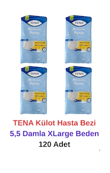 Tena Külot Hasta Bezi Normal 5,5 Damla Xlarge Beden - 120 Adet XL Tena Külot Hasta Bezi Normal 5,5 Damla Xlarge Beden - 120 Adet XL