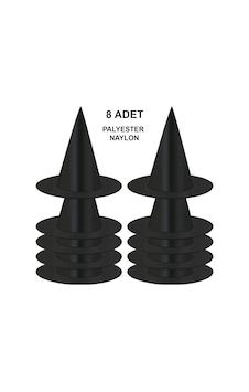 8 Adet Siyah Cadı Şapkası Yetişkin & Çocuk Kostüm Aksesuarı Diğer 8 Adet Siyah Cadı Şapkası Yetişkin & Çocuk Kostüm Aksesuarı Diğer