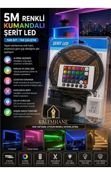 Kalemhane 5 Metre Şerit Led Kumandalı Adaptörlü