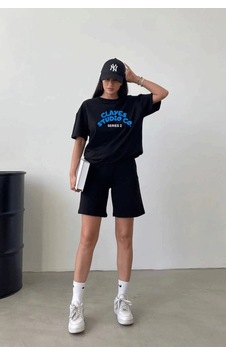 Studio Co. T-shirt Şort - Siyah Alt Üst Kombin Şort Tişört Takım Baskılı Oversize Bisiklet Yaka Siyah Studio Co. T-shirt Şort - Siyah Alt Üst Kombin Şort Tişört Takım Baskılı Oversize Bisiklet Yaka Siyah