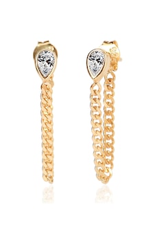 Emılıano Jewellery 925 Ayar Zirkon Taşlı Damla Küpe Gold - Gümüş Emılıano Jewellery 925 Ayar Zirkon Taşlı Damla Küpe Gold - Gümüş
