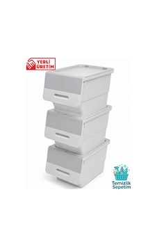 3 Katlı Tekerlekli Kapaklı Saklama Kutusu, Eşya Ve Erzak Organizer 3x12 Litre Gri Gri Gri 3 Katlı Tekerlekli Kapaklı Saklama Kutusu, Eşya Ve Erzak Organizer 3x12 Litre Gri Gri Gri