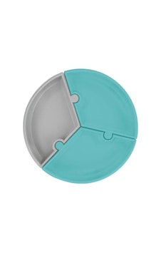 Puzzle Vakum Tabanlı Silikon Tabak Aqua Green / Powder Grey Puzzle Vakum Tabanlı Silikon Tabak Aqua Green / Powder Grey