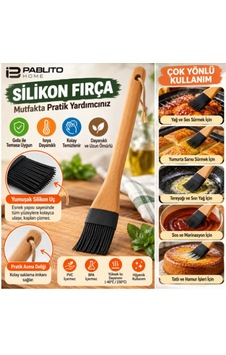 Pablito Home Silikon Mutfak Fırçası Ahşap Saplı Yağ, Sos Ve Yumurta Sürme Fırçası Pablito Home Silikon Mutfak Fırçası Ahşap Saplı Yağ, Sos Ve Yumurta Sürme Fırçası