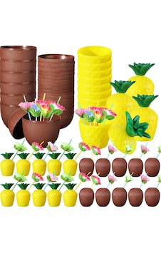 Tropikal Parti Bardak Seti Ananas Ve Hindistan Cevizi Şeki Tdrtr