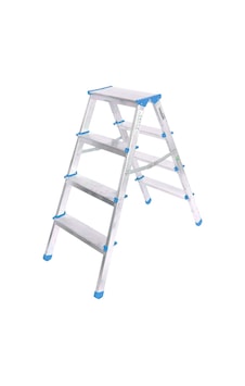 Lunaev 4+4 Çift Basamaklı Alüminyum Metal Merdiven Yükseklik 92 Cm Baş Genişlik 8 Cm