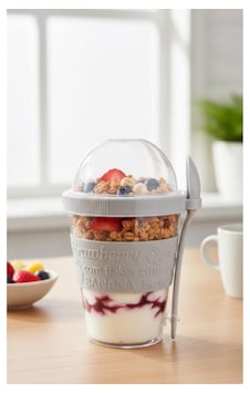 Titiz 600 Ml Kaşıklı Yoğurt Müsli Kabı Taşınabilir Kase - Beyaz Titiz 600 Ml Kaşıklı Yoğurt Müsli Kabı Taşınabilir Kase - Beyaz