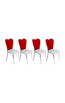 Aşk-ı Derun Sandalye 4adet - Kırmızı Beyaz Çok Renkli Aşk-ı Derun Sandalye 4adet - Kırmızı Beyaz Çok Renkli