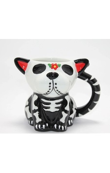 Day Of The Dead Köpek Figürlü 3d Kabartmalı Porselen Kupa Alk4896