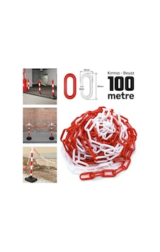 Sgs2552 Plastik Güvenlik Bariyer Zinciri Kırmızı-beyaz 8 Mm 100 Metre