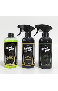 Shine Wax Seramik Şampuan & Hızlı Cila & Lastik Parlatıcı Sprey 500 Ml 3'lü Set