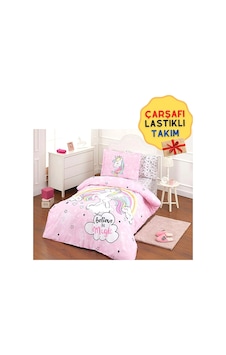 Unicorn Lastikli Çarşaflı Kız Çocuk Tek Kişilik Nevresim Takımı Pembe Unicorn Lastikli Çarşaflı Kız Çocuk Tek Kişilik Nevresim Takımı Pembe
