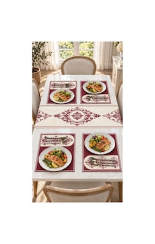 Tarzını Seç Runsupset Runner 70 X 140 Cm + 4 Adet Supla - Bordo Tuğra Tarzını Seç Runsupset Runner 70 X 140 Cm + 4 Adet Supla - Bordo Tuğra