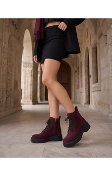 Futsishoes Ravenna Vişne Hakiki Süet Deri Bağcıklı Kalın Taban Günlük Kadın Bot Bordo Futsishoes Ravenna Vişne Hakiki Süet Deri Bağcıklı Kalın Taban Günlük Kadın Bot Bordo