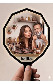 Lüks Geometrik El Aynası - 10x10cm Çanta Boyu - Kırılmaz Güvenli Pleksi Ayna Kadın & Erkek Uygun Diğer