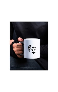 Atatürk İmzalı Ve Resimli Bardak Kupa Beyaz Beyaz