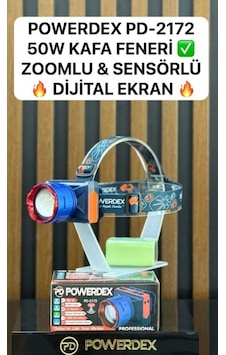 Powerdex Pd-2172 50w 3000 Lümen 6800mah Batarya Zoomlu & Sensörlü Dijital Ekran Kafa Lambası Yeni Powerdex Pd-2172 50w 3000 Lümen 6800mah Batarya Zoomlu & Sensörlü Dijital Ekran Kafa Lambası Yeni