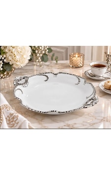 Roykıng Camelıa Gümüş Yuvarlak Kulplu Sunum Tabağı 33 Cm Beyaz Roykıng Camelıa Gümüş Yuvarlak Kulplu Sunum Tabağı 33 Cm Beyaz