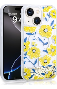 Apple Uyumlu iPhone 15 Kılıf Sıvılı Simli Baskılı Şeffaf Arka Yüzey Zore Mossa Silikon Kapak Sarı Apple Uyumlu iPhone 15 Kılıf Sıvılı Simli Baskılı Şeffaf Arka Yüzey Zore Mossa Silikon Kapak Sarı
