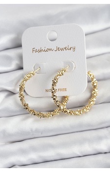 Pirinç Gold Renk Tırtıklı Halka Model Kadın Küpe Vice/1395 Diğer