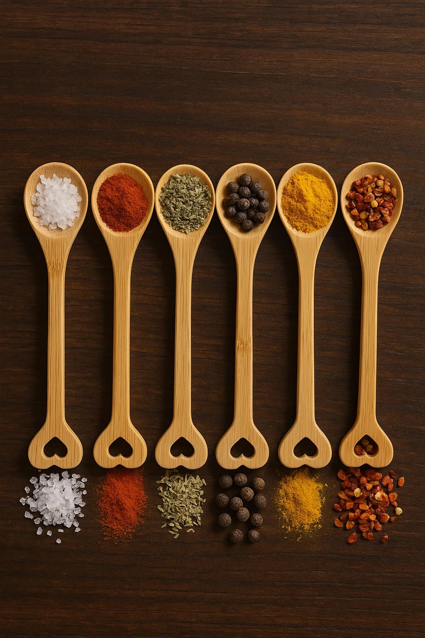 Ahşap Baharat Kaşığı Seti 6 Lı 15 Cm Renkli Ahşap Baharat Kaşığı Seti 6 Lı 15 Cm Renkli