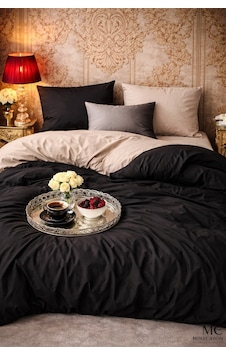 More Home Çift Kişilik Nevresim Takımı Lastikli Çarşaflı Siyah Bej More Home Çift Kişilik Nevresim Takımı Lastikli Çarşaflı Siyah Bej