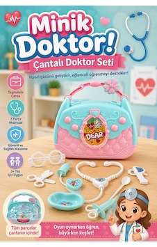 Eğitici Çantalı Minik Doktor Seti 7 Parça - Stetoskoplu Kız Erkek Çocuk Rol Yapma Oyun Seti 3+ Yaş Eğitici Çantalı Minik Doktor Seti 7 Parça - Stetoskoplu Kız Erkek Çocuk Rol Yapma Oyun Seti 3+ Yaş