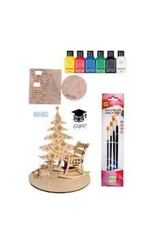 Ahşap Boyama Parçalar Yılbaşı Özel 6x75 Ml Akrilik Boya Ve 4 Adet Fırça İle Çok Renkli Ahşap Boyama Parçalar Yılbaşı Özel 6x75 Ml Akrilik Boya Ve 4 Adet Fırça İle Çok Renkli
