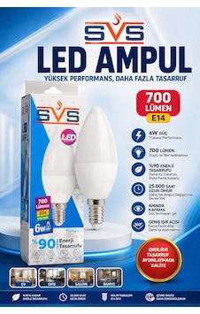 Vip Aydınlatma / Svs 6w E14 6500k Mum Buji Ampul - 10 Adet - 10'lu Paket