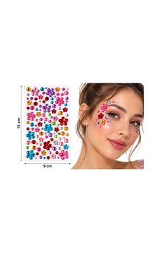 Renkli Çiçekler Yapışkanlı Yüz Taşı Face Gems Taşlı Yüz Ve Vücut Süsü Renkli Çiçekler Yapışkanlı Yüz Taşı Face Gems Taşlı Yüz Ve Vücut Süsü