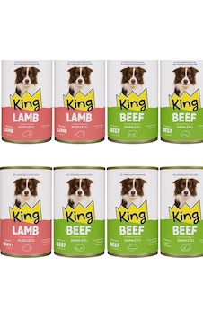 King Kuzu Etli - Dana Etli Yetişkin Köpek Konserve 12 x 400 G