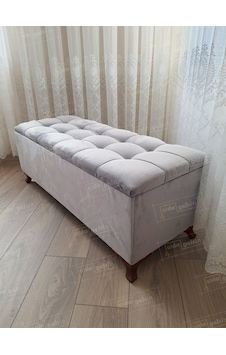 Çizgi Kapitoneli Sandıklı Puf 100 Cm Ceviz Ayak Gri Çizgi Kapitoneli Sandıklı Puf 100 Cm Ceviz Ayak Gri