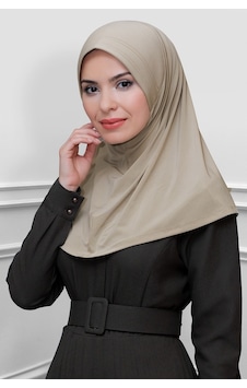 Hürrem Bone Bej Pratik Hazır Geçmeli Tesettür Eşarp Sandy Kumaş Sade 1600_12 Bej Hürrem Bone Bej Pratik Hazır Geçmeli Tesettür Eşarp Sandy Kumaş Sade 1600_12 Bej