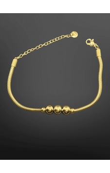 Gold Renk Yılan Zincir Üç Boncuk Detaylı 316l Çelik Bileklik Zarif Ve Modern Gold Gold Renk Yılan Zincir Üç Boncuk Detaylı 316l Çelik Bileklik Zarif Ve Modern Gold
